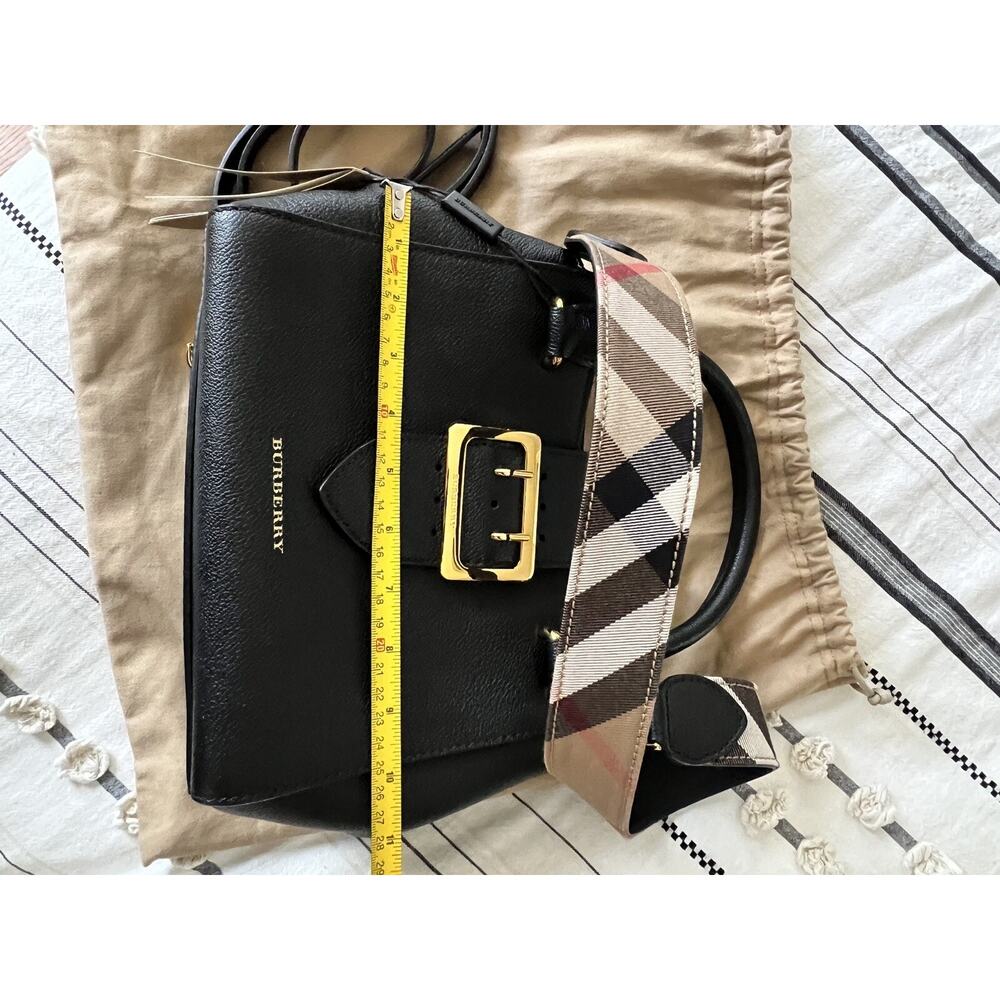 Burberry Black Grainy Leather Small Buckle Tote Bag - Picture 15 of 16